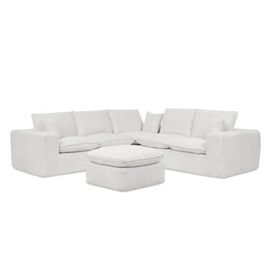 English Elm 107'' Boucle Modular Sectional Sofa Deep Cloud Cushions Reversible Chaise Living Room Beige W1413S00161