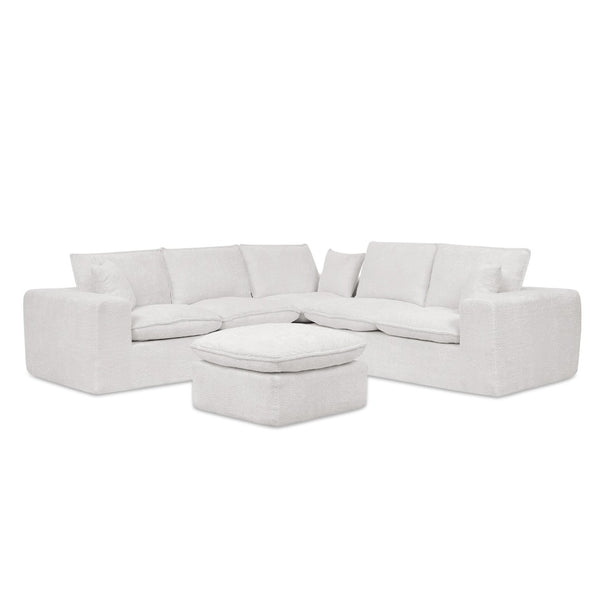 English Elm 107'' Boucle Modular Sectional Sofa Deep Cloud Cushions Reversible Chaise Living Room Beige W1413S00161