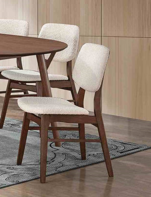English Elm 2pc Side Chair with Mid-Century Angled Legs Upholstered Seat & Back, Warm Wood Frame Comfort Beige,Walnut 40 L x 23 W x 6 H B2741P406246