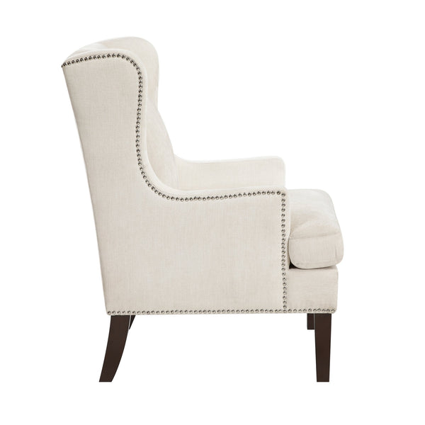 English Elm 1Pc Stylish Beige Accent Chair With Foam Cushion, Nailhead Trim - Perfect For Living Rooms & More! B011P287703