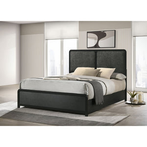 English Elm Burton Foam Padded Charcoal Upholstered Eastern King Bed with Low Profile Frame B062S01459