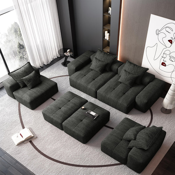 English Elm Modern Oversized Modular Sectional Sofa - Plush Chenille, 8 Pillows, No Assembly, Stylish Comfort! W1885S00070