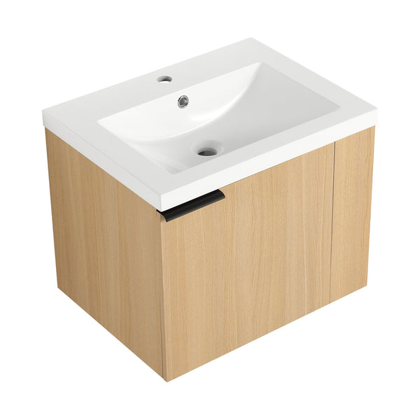 English Elm 24" Bathroom Vanity Sink Combo - Modern Oak Cabinet Set With Ample Storage & Soft-Close Doors W1972P204941