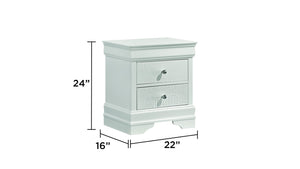 English Elm Blaze Upholstered 4-Piece Full Bedroom Set With Led Headboard, White Wood Finish, And Modern Elegance B009S01479