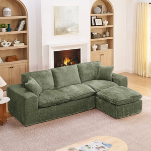 English Elm 107'' Boucle L-shaped Sectional with Reversible Chaise Deep Foam Seat Living Room Green W1413S00168