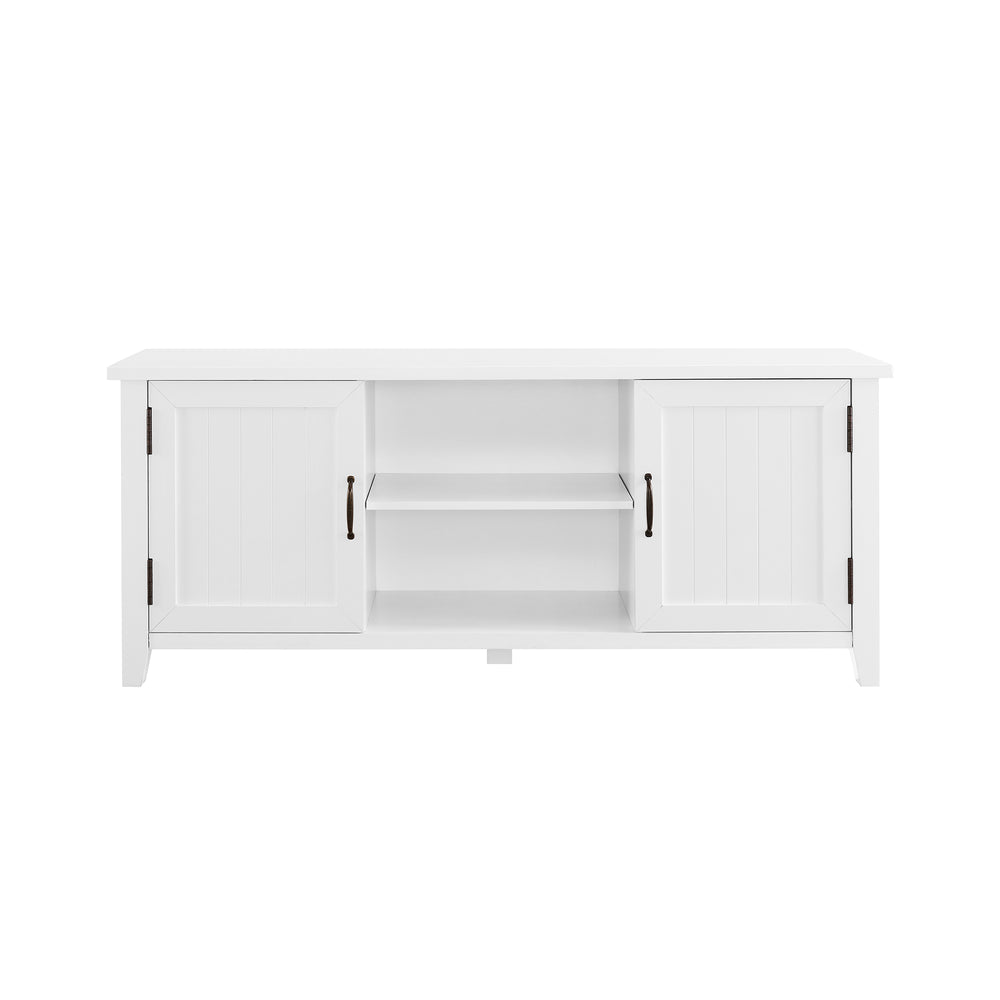 English Elm Walker Edison - Classic Grooved-Door TV Stand Solid White with Beadboard Doors, Cord Management, Adjustable Shelves, Fits 65" B185P169331