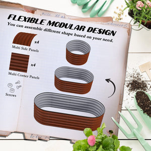 English Elm Outsunny 5' X 2' Galvanized Metal Raised Garden Bed Kit - Easy Diy Elevated Planter For Herbs & Veggies W2225P200927-GIGA