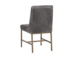 Sunpan LEIGHLAND DINING CHAIR - Timeless Tufted Elegance with Antique Brass Frame for Sophisticated Spaces Grey 104912V