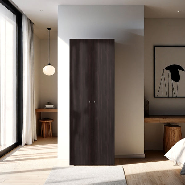 English Elm Armoire, Three-Door Engineered Wood Wardrobe in Walnut and Black Wengue with 3 Shelves for Organized Storage Multi 71.62 L x 20.08 W x 5.51 H B097P369451