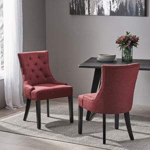 English Elm Christopher Knight Home® - Cheney Dining Chair Set Of 2 - Elegant Red Upholstered Tufted Chairs For Modern Dining Spaces 54181.00FDRED