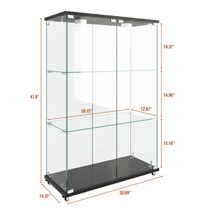 English Elm Modern Glass Display Cabinet With Led Lights - Quick Assembly, 2-Door, 3-Shelf, Ideal For Collectibles W241P242926