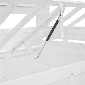 English Elm Twin Size Wooden Daybed With Hydraulic Lift & Integrated Cabinet For Smart Space-Saving Solutions N820S00046K-GIGA