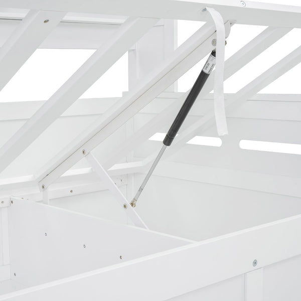 English Elm Twin Size Wooden Daybed With Hydraulic Lift & Integrated Cabinet For Smart Space-Saving Solutions N820S00046K-GIGA