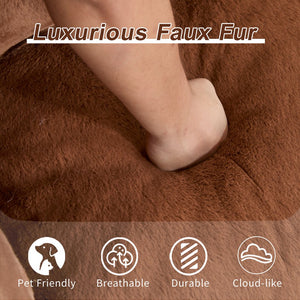 English Elm Giant Ultra Soft Fluffy Loveseat Bean Bag Sofa for Adults, Oversized Shredded Foam Couch with Pillows Brown W3723P353895