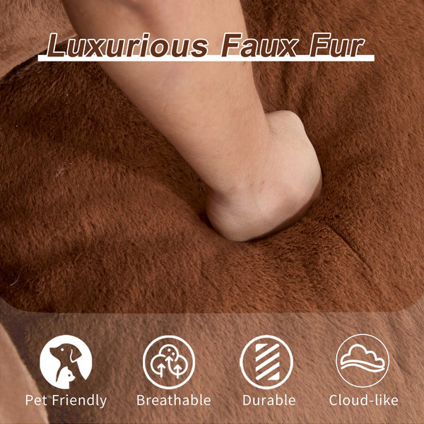 English Elm Giant Ultra Soft Fluffy Loveseat Bean Bag Sofa for Adults, Oversized Shredded Foam Couch with Pillows Brown W3723P353895