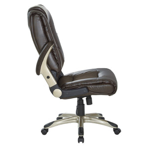 OSP Home Furnishings Exec Bonded Leather Office Chair with Lumbar Support and Ergonomic Padded Seating Espresso ECH52601-EC1