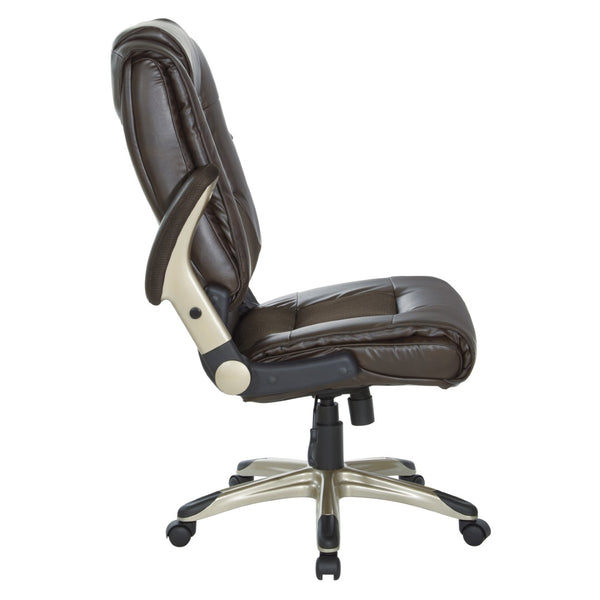 OSP Home Furnishings Exec Bonded Leather Office Chair with Lumbar Support and Ergonomic Padded Seating Espresso ECH52601-EC1