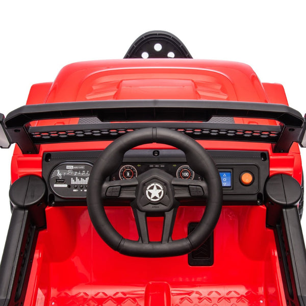 English Elm 12v Kids Electric Ride on Truck with Parental Remote Four Wheel Suspension and Led Lights Red W1578P187461