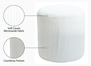Roy Cream Microsuede Fabric Ottoman/Stool 445Cream Meridian Furniture