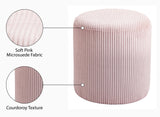 Roy Pink Microsuede Fabric Ottoman/Stool 445Pink Meridian Furniture