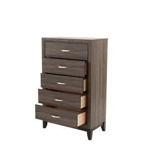 English Elm Bedroom Rustic Grey Oak Tall Chest 5-Drawer Solidwood Style Pine Storage Cabinet 31x16x50" B011P250826