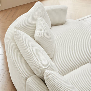 English Elm 122.04 Inch Corduroy Sectional Sofa With Right-Facing Chaise - Modern Comfort For Any Space! W876S00272