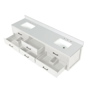 English Elm White Double Bath Vanity 84" W With Cultured Marble Top – Elegant Design, Soft-Close Drawers & Storage B2731P258160-GIGA