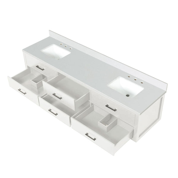 English Elm White Double Bath Vanity 84" W With Cultured Marble Top – Elegant Design, Soft-Close Drawers & Storage B2731P258160-GIGA