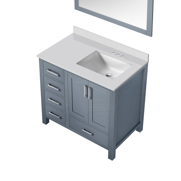 English Elm Dark Grey Bath Vanity Set With Cultured Marble Top, Soft-Close Drawers & Coordinating Mirror Included B2731S00783