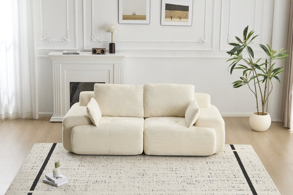 English Elm Modern Pet-Friendly Memory Foam Sectional Sofa - Compressed 2-Seater Loveseat In Soft Corduroy Beige W3723P346954