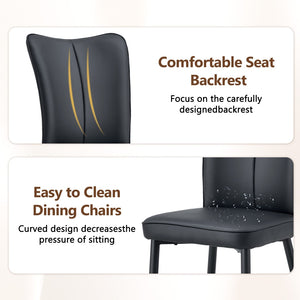 English Elm Table Black Wood Dining Set With 6 Stylish Pu Chairs, Textured Finish & U-Shaped Metal Legs For Modern Homes W1151S04315-GIGA