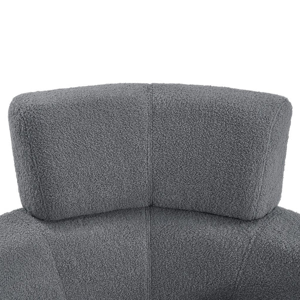 English Elm 360° Swivel Chair - Cozy Berber Fleece Barrel Accent Chair With Adjustable Headrest For Any Space N719P272676E