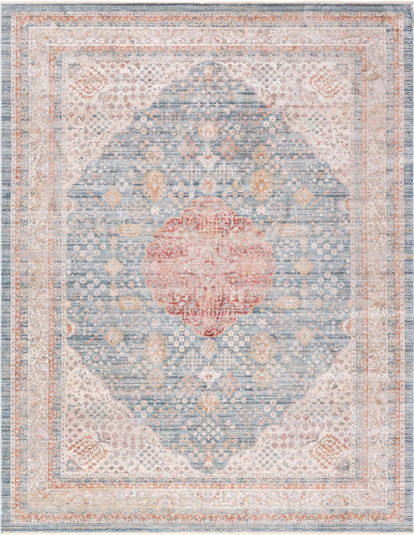 Unique Loom Noble Henry Machine Made Medallion Rug Blue, Beige/Gray/Ivory/Peach/Light Blue 10' 0" x 13' 5"