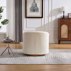 English Elm Swivel Barrel Chair Plush Teddy Fabric Pumpkin Silhouette for Living Room or Bedroom W3244P288825