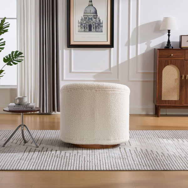English Elm Swivel Barrel Chair Plush Teddy Fabric Pumpkin Silhouette for Living Room or Bedroom W3244P288825