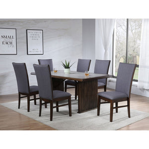 English Elm Wawona Sintered Stone Top Dining Table with Reeded Rubberwood Base Seats Six B062S01669