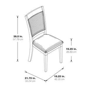 OSP Home Furnishings Walden Cane Back Dining Chair  - Set of 2 Linen / Burnt Brown