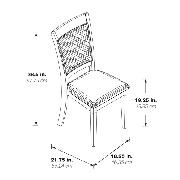 OSP Home Furnishings Walden Cane Back Dining Chair  - Set of 2 Linen / Burnt Brown