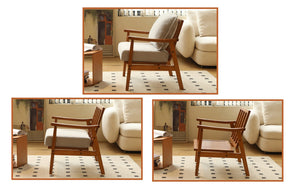 English Elm Cute Fabric Armchair Solid Wood Frame Compact Upholstered Seat for Bedroom or Apartment Grey W2105P420766