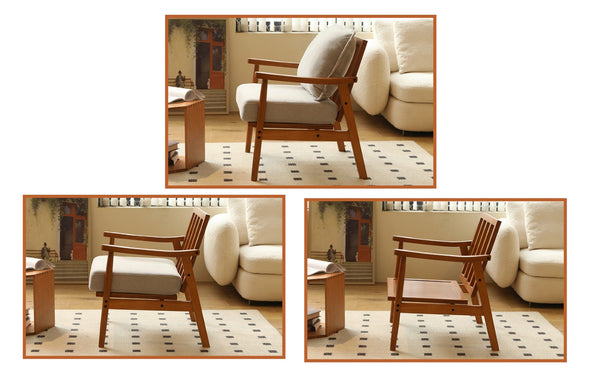 English Elm Cute Fabric Armchair Solid Wood Frame Compact Upholstered Seat for Bedroom or Apartment Grey W2105P420766