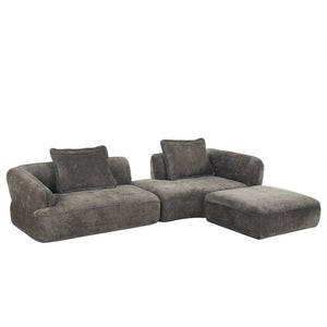English Elm 122" L-shaped Sectional with Deep Chaise High Density Foam Low Profile Living Room Sofa N767P371309D