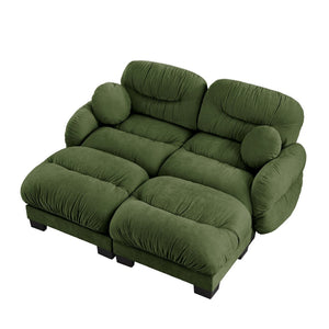 English Elm Teddy Fleece Modular Cloud Sofa with Curved Silhouette Ottomans and Lumbar Pillows Green W5656S00048