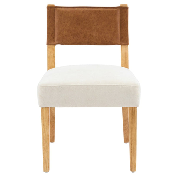 English Elm Mid-century Modern Linen Blend Dining Chairs Rubberwood Legs Sculptural Backrest Set of 2 Beige+Natural,Brown N768P442393N