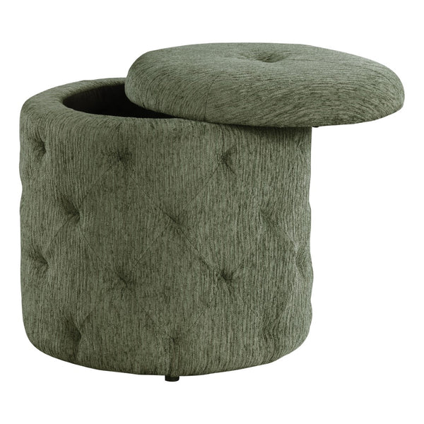 OSP Home Furnishings Erindale Round Storage Ottoman Pine