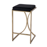Natalya Seat Height Faux Leather & Metal Backless Counter Height Stool with Footrest