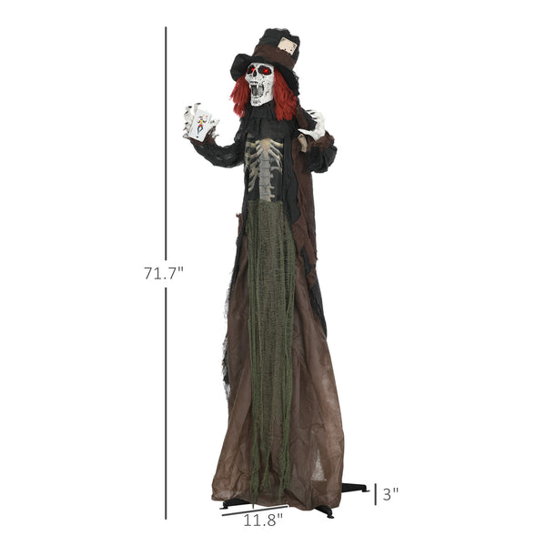 English Elm Homcom 6' Life-Size Animatronic Zombie With Light-Up Eyes, Realistic Skeleton, Motion & Sound Activation W2225P229498