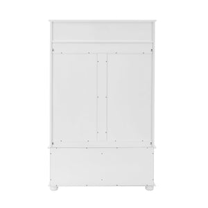 English Elm Modern Classic Hall Tree with Solid Poplar Feet, Double Hooks, Shoe Bench & Antique Hardware Organizer White W2275P210038