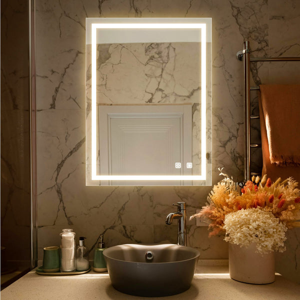 English Elm 32x24inch LED Vanity Mirror with Anti-Fog, Dimmable Touch & Wall Switch, CRI95, IP54, 3000-6000K W1992P210431