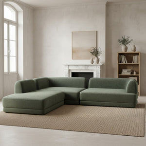 English Elm 115" L-shaped Sectional Three Piece Deep Seat Chaise Sofa for Modern Living Rooms Green N767P385430F