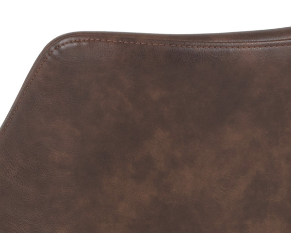 Sunpan Mason Dining Armchair – Stylish Faux Leather Seat with Black Powder Coated Iron Legs for Urban Spaces Hearthstone Brown